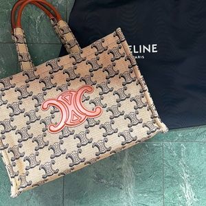 CELINE large Cabas Thais Textile with Triomphe Color Camel